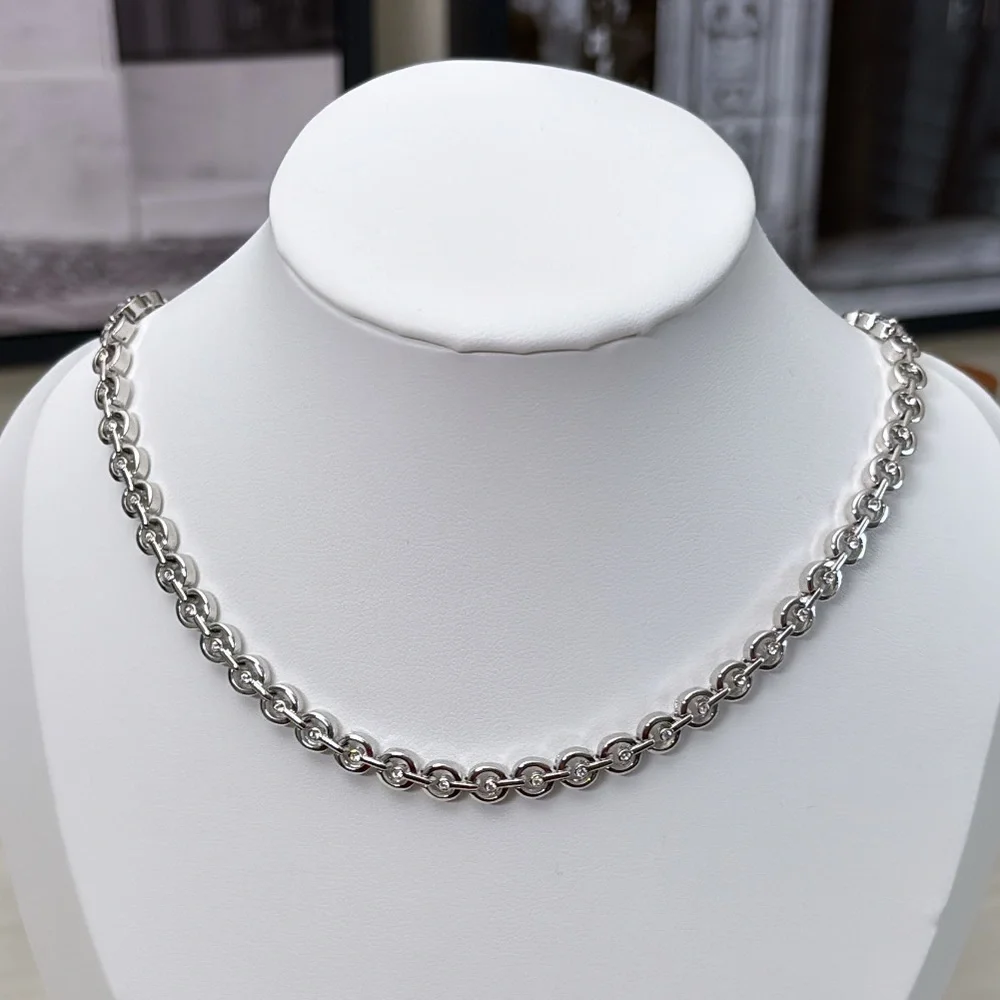 Nina Ricci Rhodium Plated Necklace with Swarovski Crystals 16-17" Length
